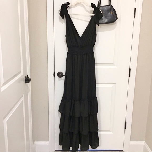 Judith March Tiered Maxi Dress Black Size M, EUC - Picture 1 of 7